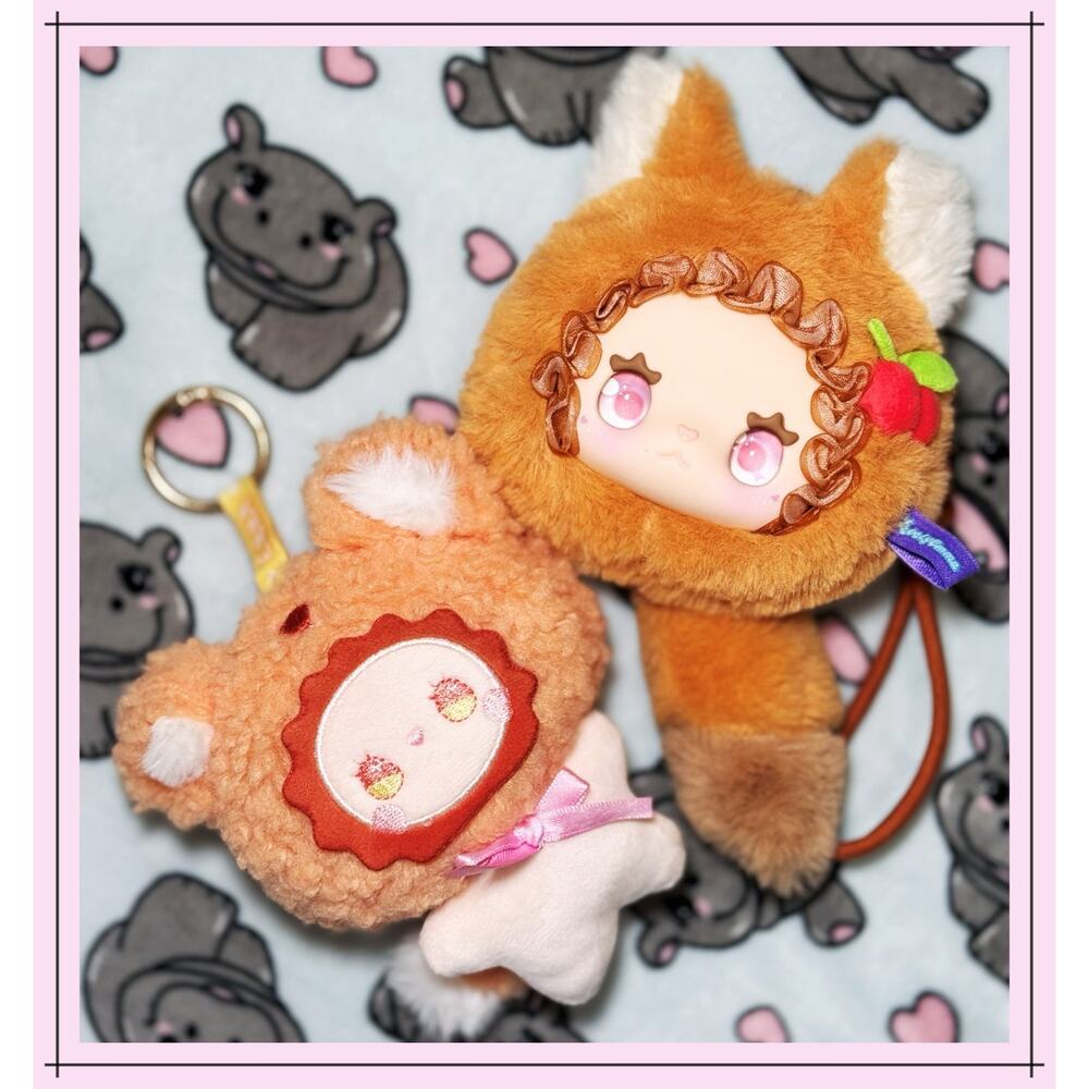 Lucky Lovely Emma Plush Fluffy Dumpling Fox Zip Pouch Squishy Blind Box Pendant